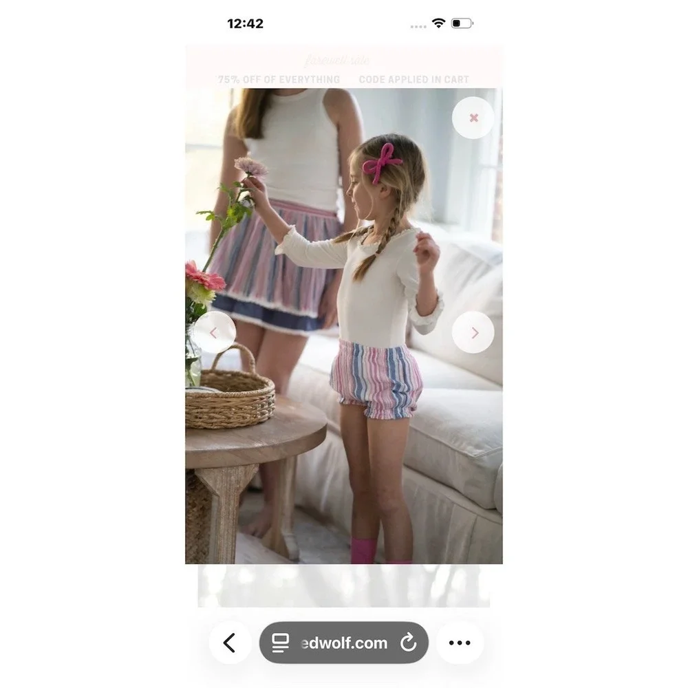 Well Dressed Wolf Lurex Striped Bloomer Shorts 24 M Pink Blue White paperbag WDW